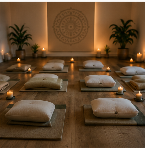 Peaceful meditation space for sound meditation